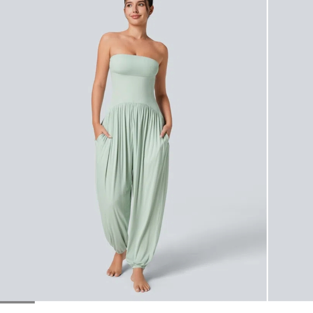 Mint Green Strapless Jumpsuit